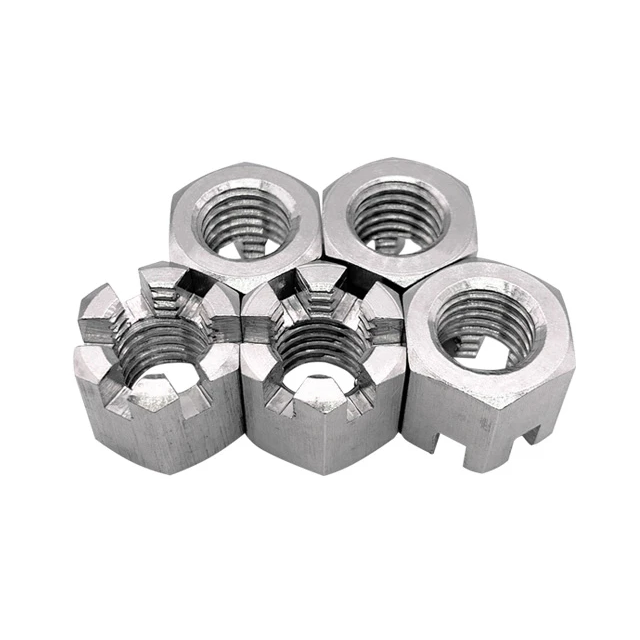 Titanium Hex Slotted Nuts